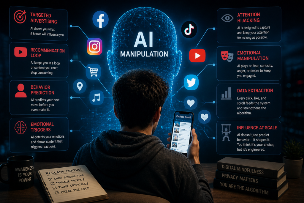 AI analyzing human emotions and behavior patterns to influence decisions and personalize digital content in real time