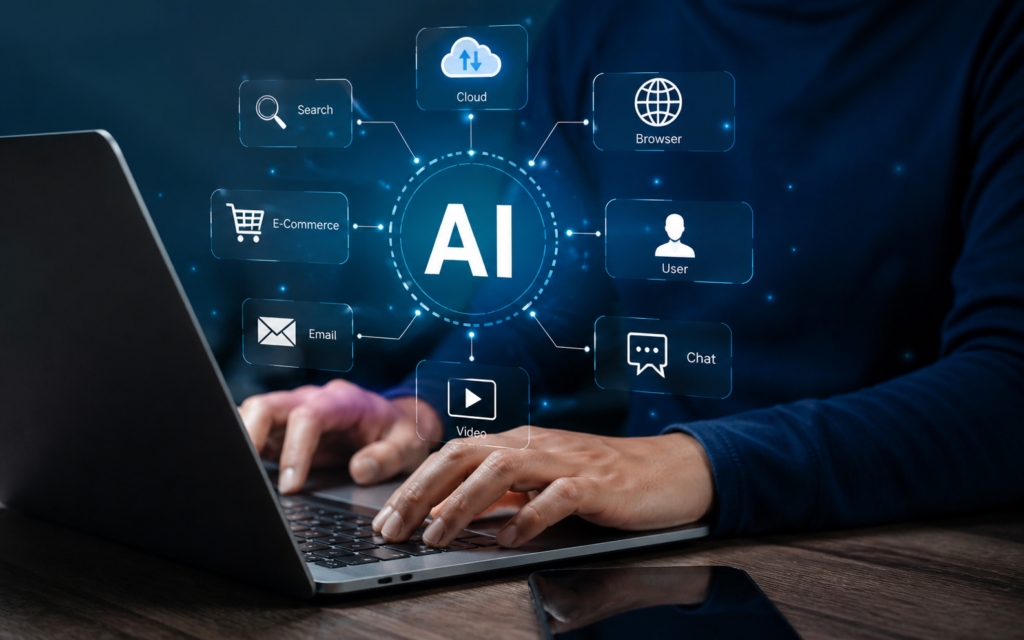 AI tracking user behavior in real time through clicks, searches, and digital interactions across multiple platforms